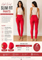 Women's Red High Waist Stretch Slim Fit Pull On Pants Pockets Size Medium - Lumi and Leo
