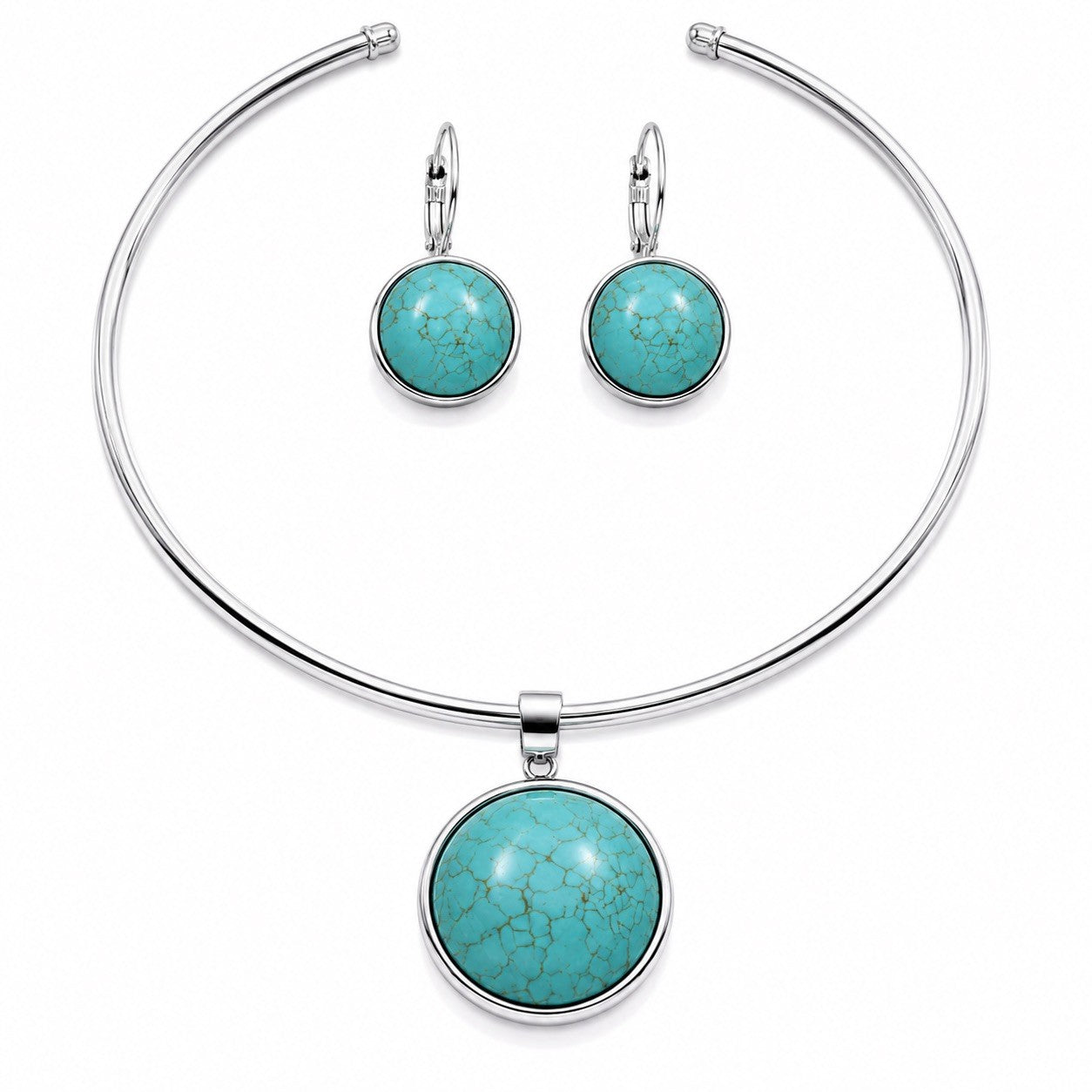Women’s Stainless Steel Necklace & Earrings Jewelry Set Floral Adjustable Gift - Lumi and Leo