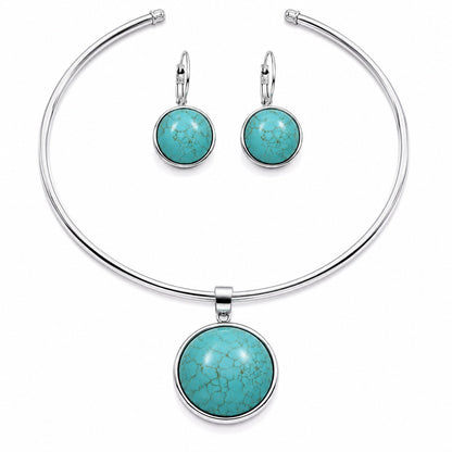 Women’s Stainless Steel Necklace & Earrings Jewelry Set Floral Adjustable Gift - Lumi and Leo