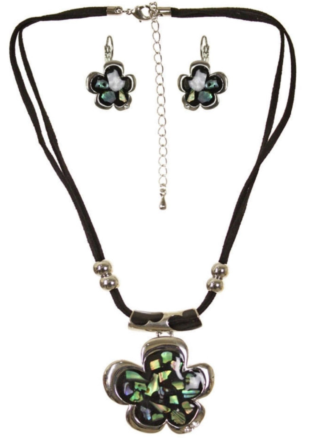 Women’s Stainless Steel Necklace & Earrings Jewelry Set Floral Adjustable Gift