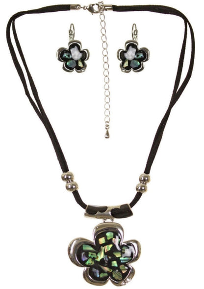 Women’s Stainless Steel Necklace & Earrings Jewelry Set Floral Adjustable Gift - Lumi and Leo