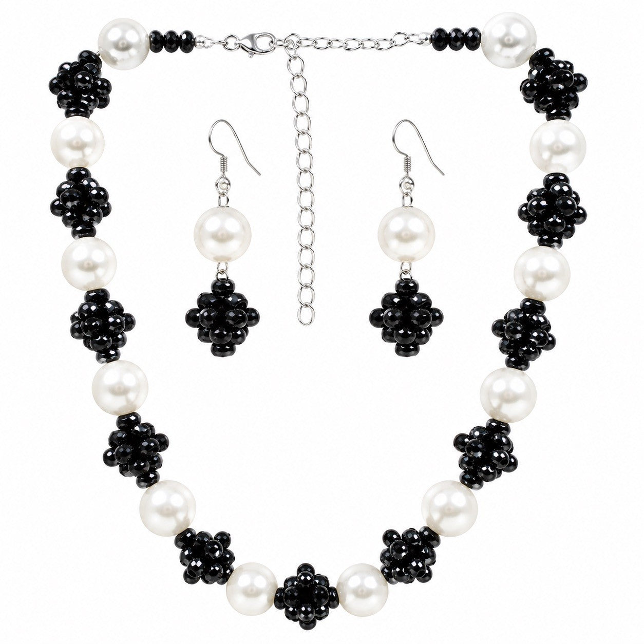 Women’s Stainless Steel Necklace & Earrings Jewelry Set Floral Adjustable Gift - Lumi and Leo