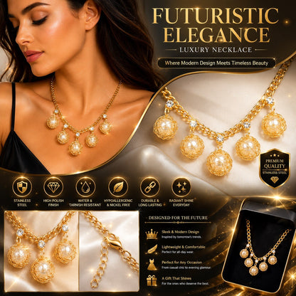 Women’s Stainless Steel Necklace & Earrings Jewelry Set Floral Adjustable Gift - Lumi and Leo