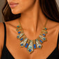 Women’s Stainless Steel Necklace & Earrings Jewelry Set Floral Adjustable Gift - Lumi and Leo