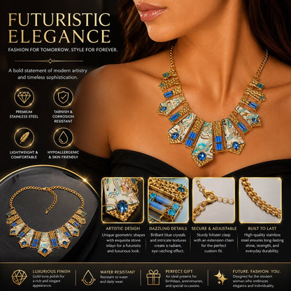 Women’s Stainless Steel Necklace & Earrings Jewelry Set Floral Adjustable Gift - Lumi and Leo