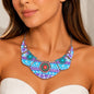 Women’s Stainless Steel Necklace & Earrings Jewelry Set Floral Adjustable Gift - Lumi and Leo