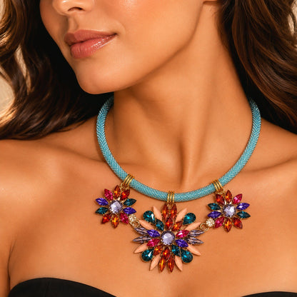 Women’s Stainless Steel Necklace & Earrings Jewelry Set Floral Adjustable Gift - Lumi and Leo