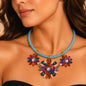 Women’s Stainless Steel Necklace & Earrings Jewelry Set Floral Adjustable Gift - Lumi and Leo