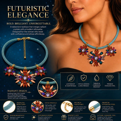 Women’s Stainless Steel Necklace & Earrings Jewelry Set Floral Adjustable Gift - Lumi and Leo