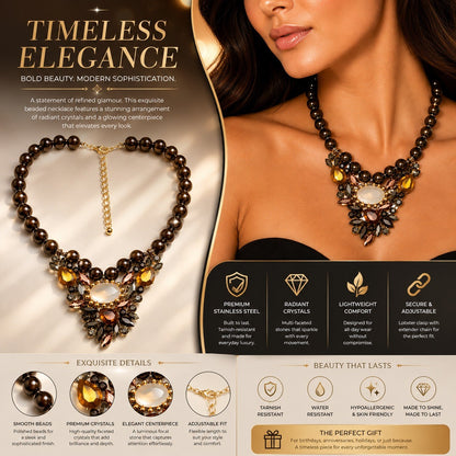 Women’s Stainless Steel Necklace & Earrings Jewelry Set Floral Adjustable Gift - Lumi and Leo