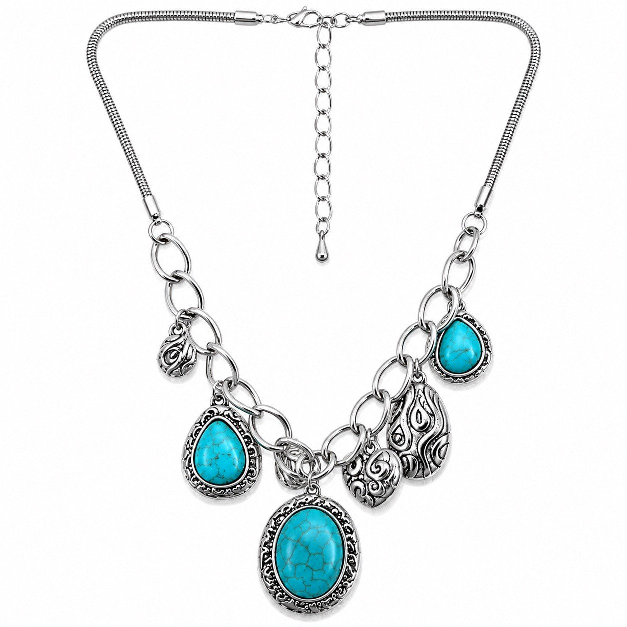 Women’s Stainless Steel Necklace & Earrings Jewelry Set Floral Adjustable Gift - Lumi and Leo