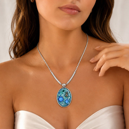 Women’s Stainless Steel Necklace & Earrings Jewelry Set Floral Adjustable Gift - Lumi and Leo