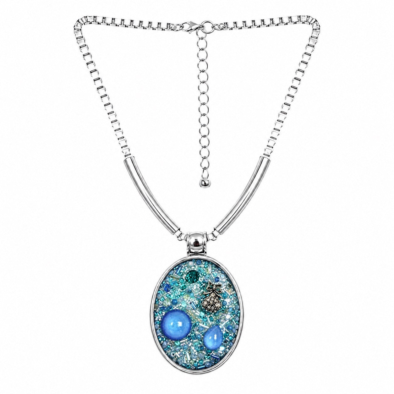 Women’s Stainless Steel Necklace & Earrings Jewelry Set Floral Adjustable Gift - Lumi and Leo