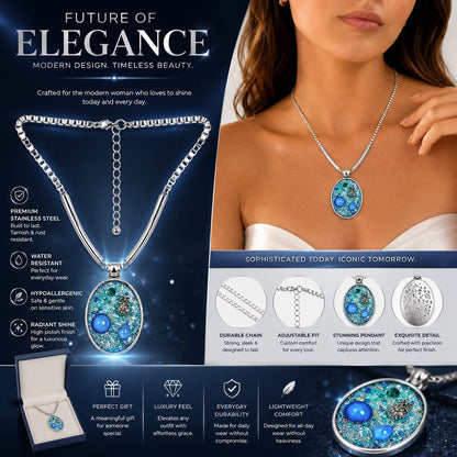 Women’s Stainless Steel Necklace & Earrings Jewelry Set Floral Adjustable Gift - Lumi and Leo