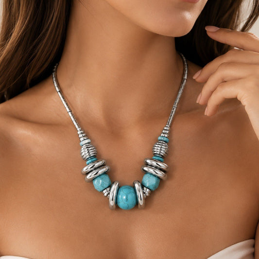 Women’s Stainless Steel Necklace & Earrings Jewelry Set Floral Adjustable Gift - Lumi and Leo