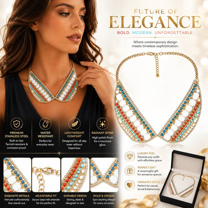 Women’s Stainless Steel Necklace & Earrings Jewelry Set Floral Adjustable Gift - Lumi and Leo