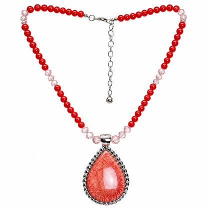 Women’s Stainless Steel Necklace & Earrings Jewelry Set Floral Adjustable Gift - Lumi and Leo