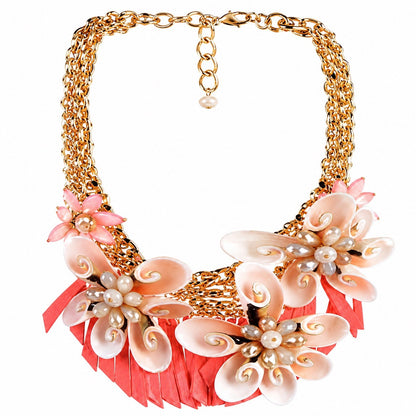 Women’s Stainless Steel Necklace & Earrings Jewelry Set Floral Adjustable Gift - Lumi and Leo