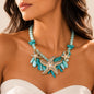 Women’s Stainless Steel Necklace & Earrings Jewelry Set Floral Adjustable Gift - Lumi and Leo
