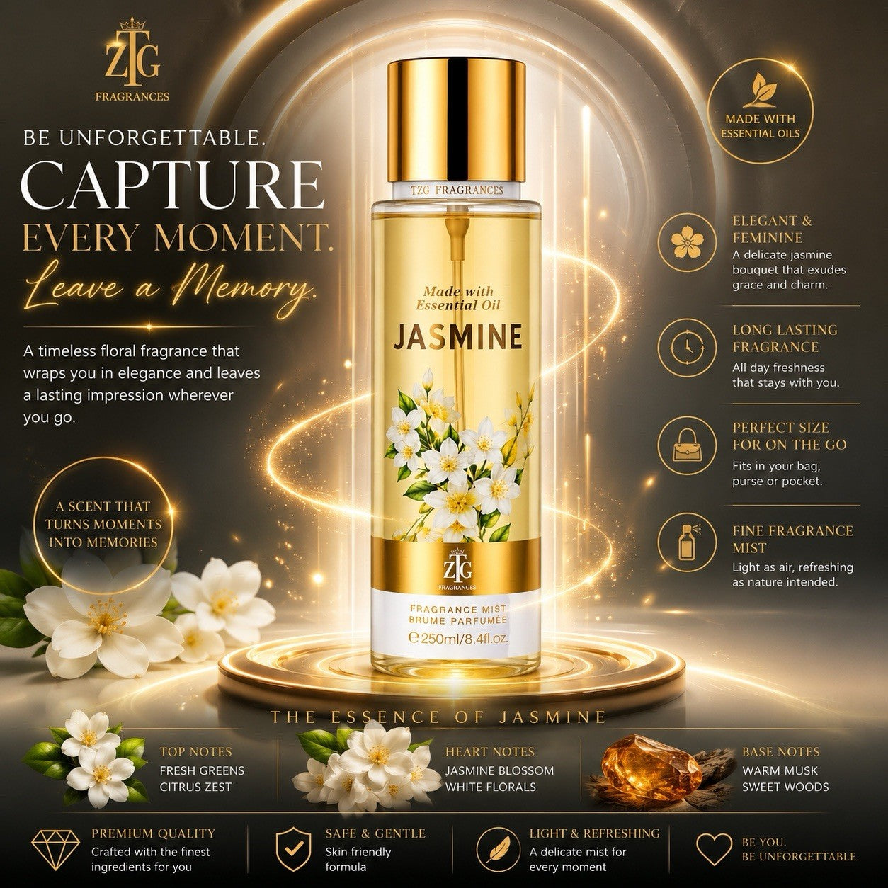 ZTG Fragrances 4 Pack Fragrance Mist Set 250ml Each Essential Oil Body Spray - Lumi and Leo