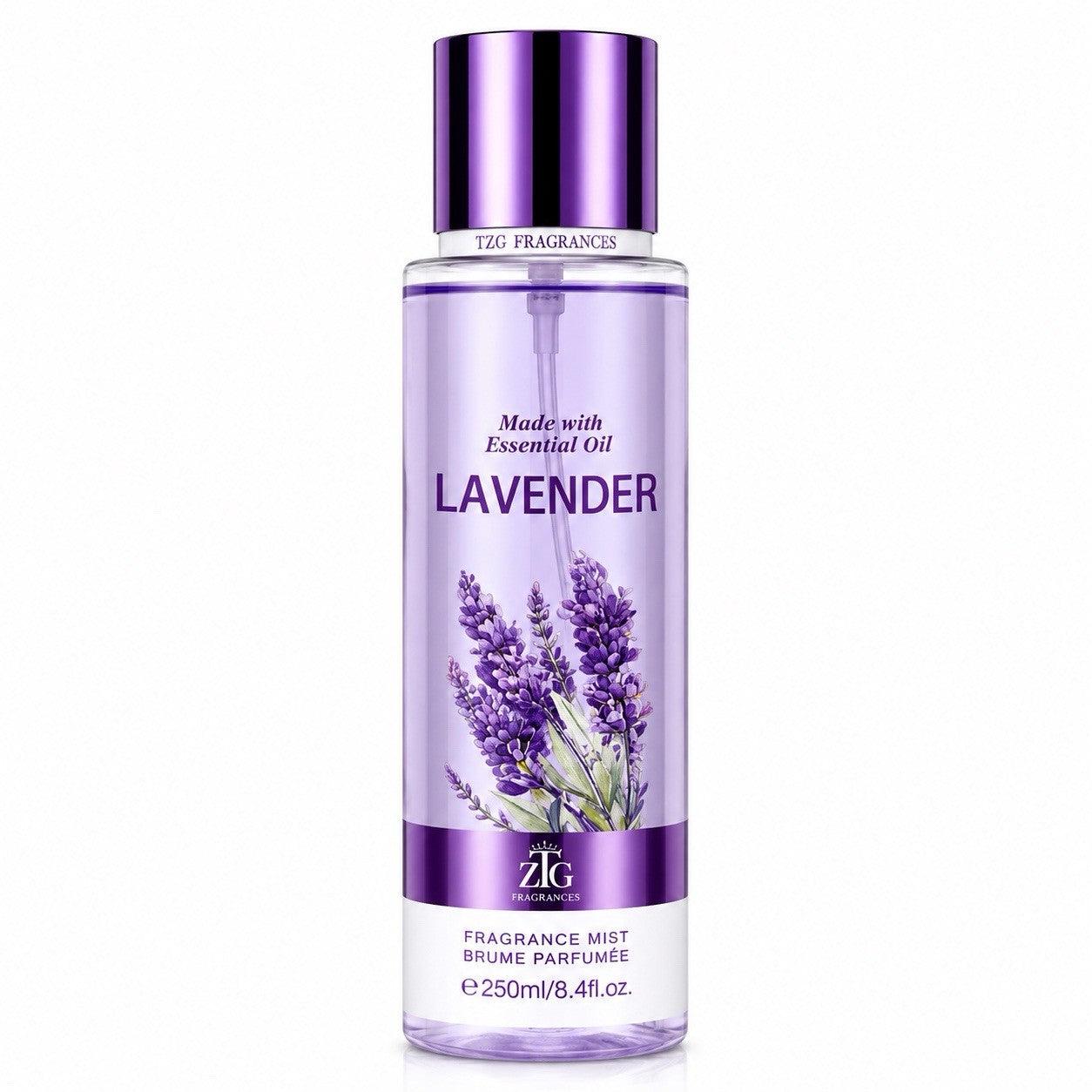 ZTG Fragrances Lavender Fragrance Mist 250ml Made with Essential Oils Body Spray