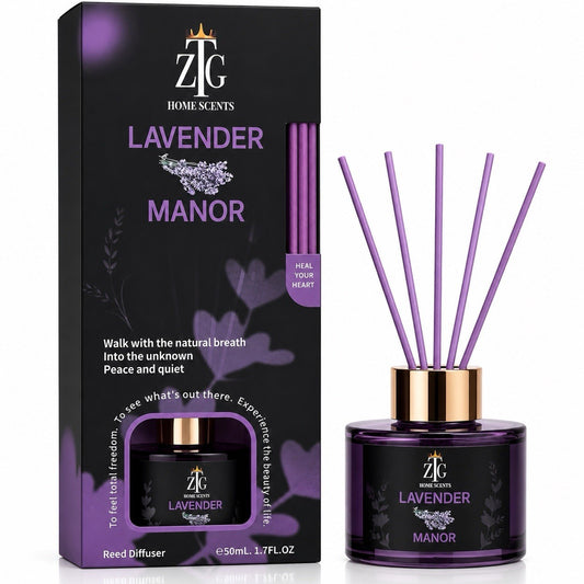 ZTG Lavender Manor Reed Diffuser Home Fragrance 50mL Aromatherapy Gift - Lumi and Leo