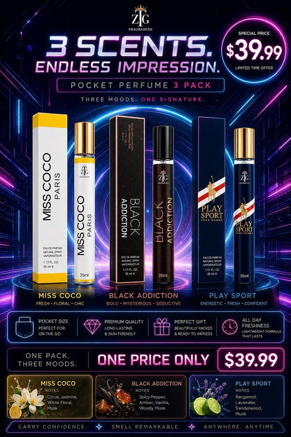 ZTG Pocket Perfume 35ml Eau De Parfum Long Lasting Travel Spray Unisex - Lumi and Leo