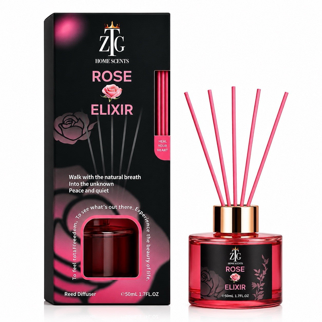 ZTG Reed Diffuser Set 2 Pack Lavender Manor & Rose Elixir Home Fragrance