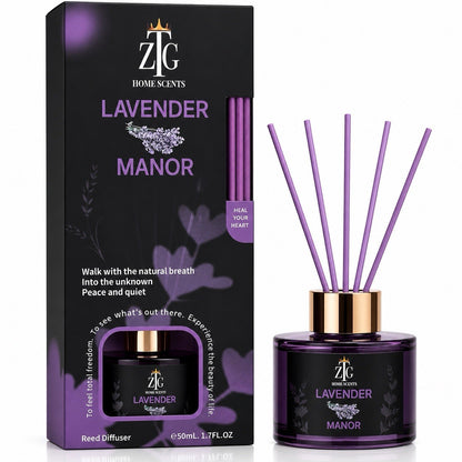 ZTG Reed Diffuser Set 2 Pack Lavender Manor & Rose Elixir Home Fragrance - Lumi and Leo
