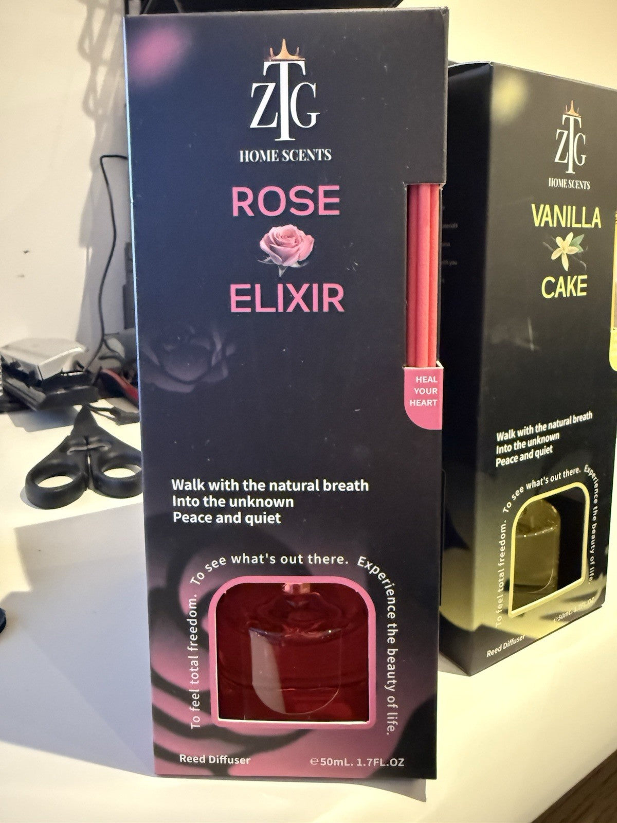 ZTG Reed Diffuser Set 2 Pack Rose Elixir & Vanilla Cake Home Fragrance - Lumi and Leo