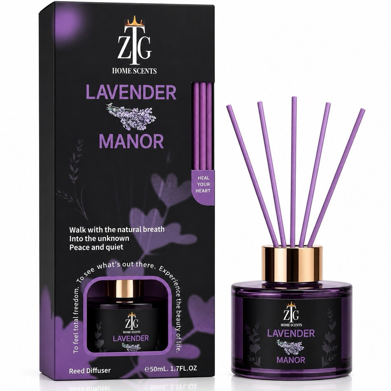 ZTG Reed Diffuser Set 3 Pack Rose Lavender Vanilla Home Fragrance 50mL - Lumi and Leo
