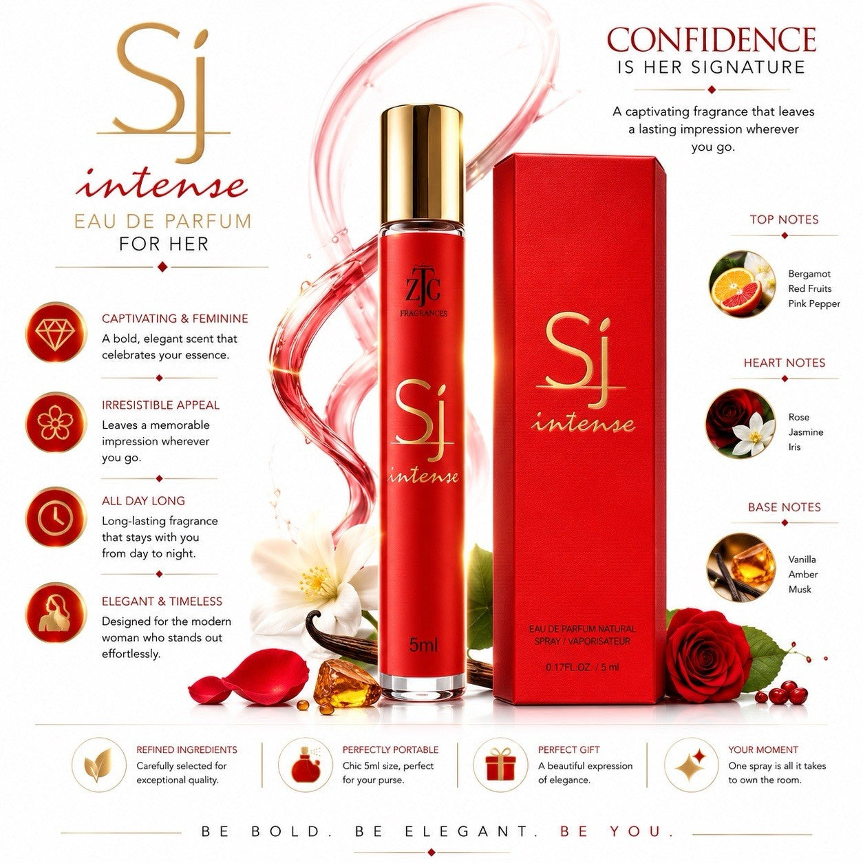 ZTG Si Intense Women's Eau De Parfum 5ml Mini Travel Perfume Spray