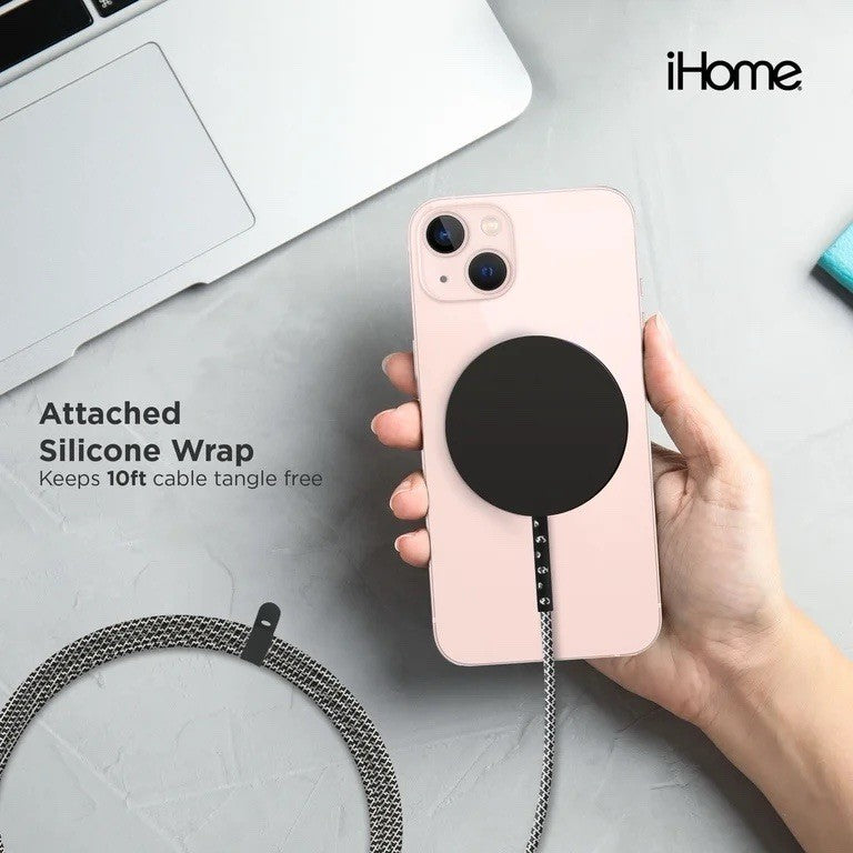iHome 10W Magnetic Wireless Charger Puck 10ft Cable iPhone 12/13 2IHQI0851 - Lumi and Leo