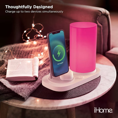 iHome Color Changing MagPower Station LED Lamp Magnetic Wireless Charger Dock - Lumi and Leo