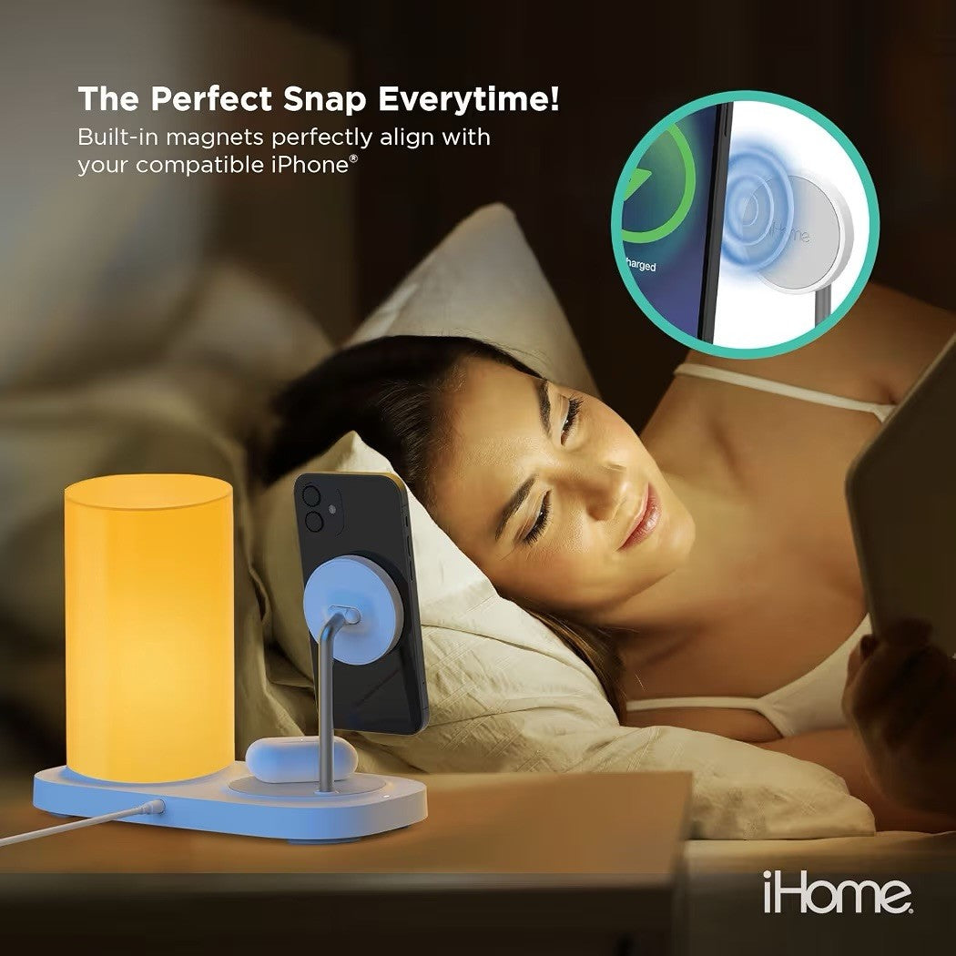 iHome Color Changing MagPower Station LED Lamp Magnetic Wireless Charger Dock
