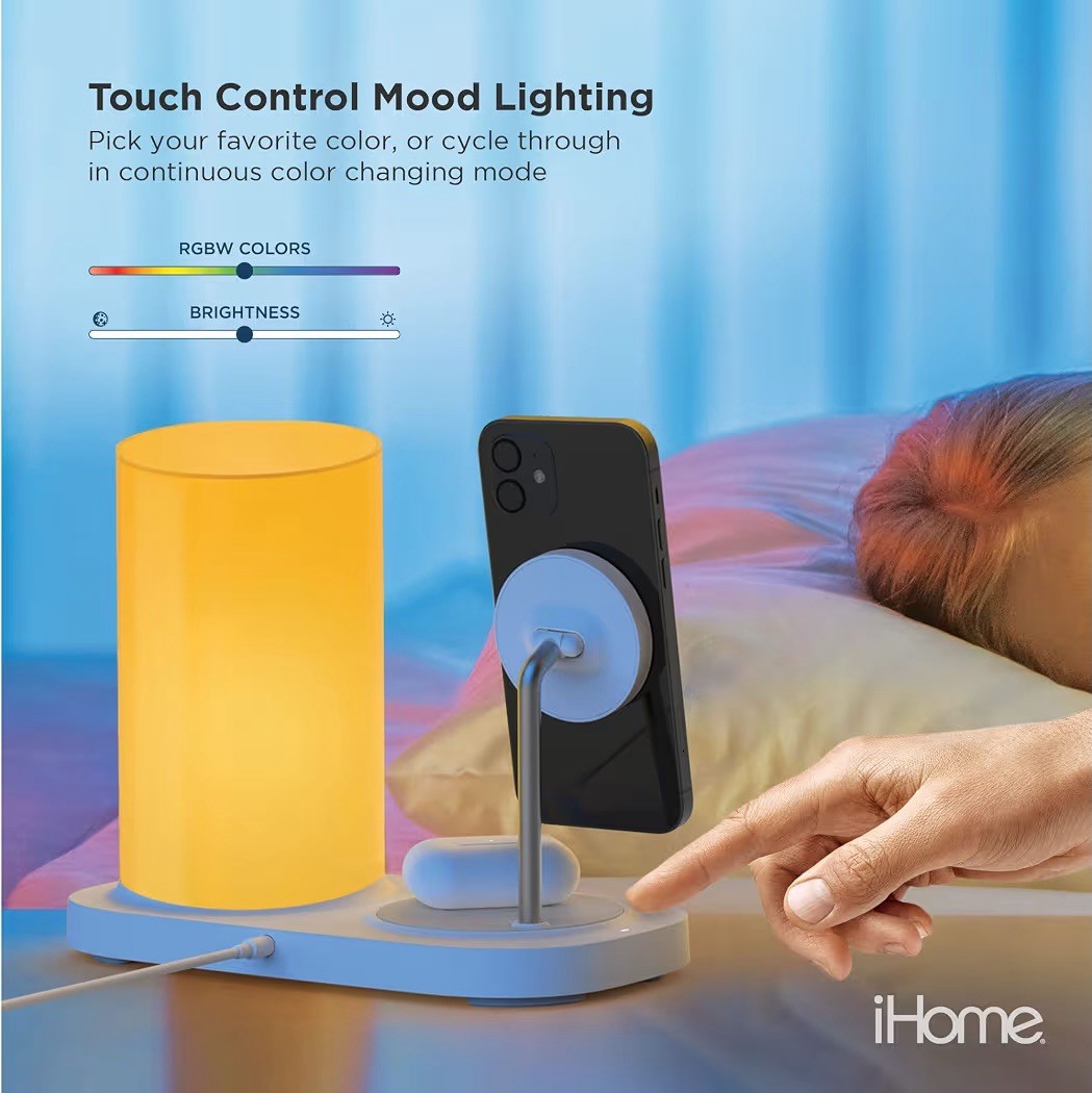 iHome Color Changing MagPower Station LED Lamp Magnetic Wireless Charger Dock