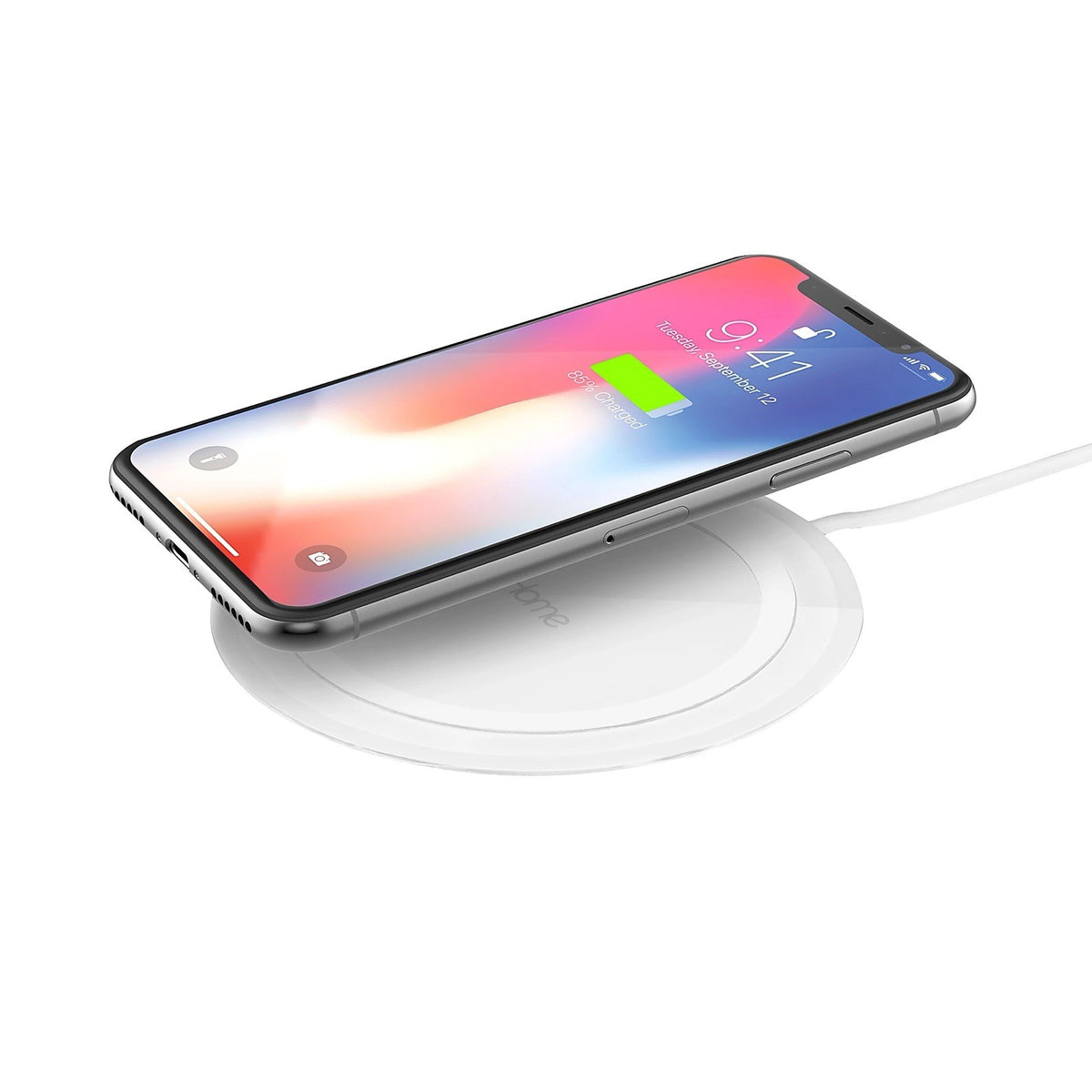 iHome IH-QI1000W 10W Qi Wireless Fast Charging Pad Ultra Slim White