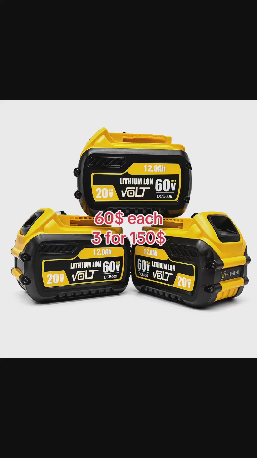 DEWALT FLEXVOLT 12.0Ah BATTERIES – $60 EACH OR 3 FOR $150